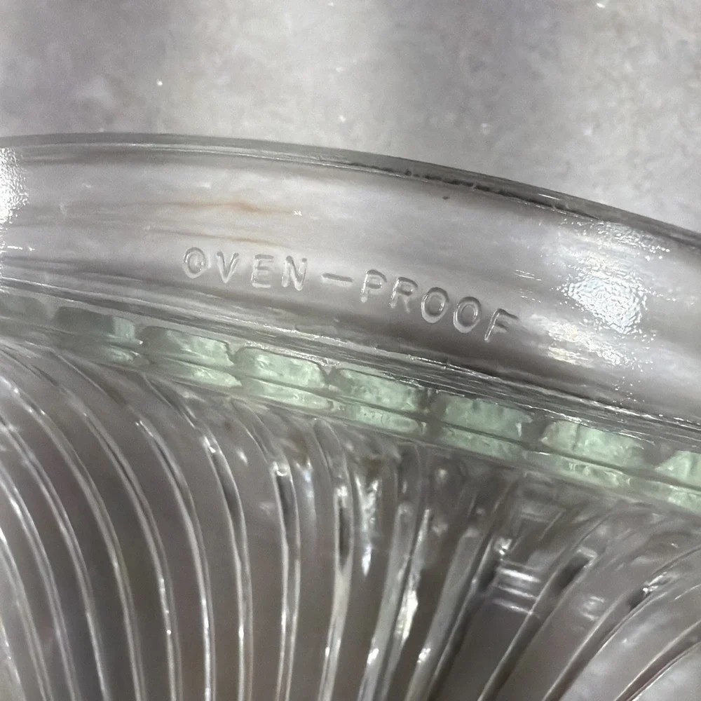 Vtg Oven-proof Ribbed Casserole Dish Rectangle 14x8